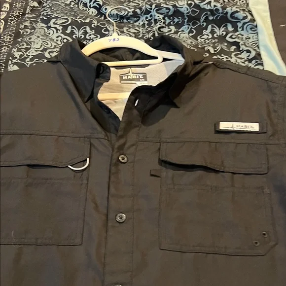 HABIT Men's Casual Button Down Shirt - Black - Picture 5 of 9